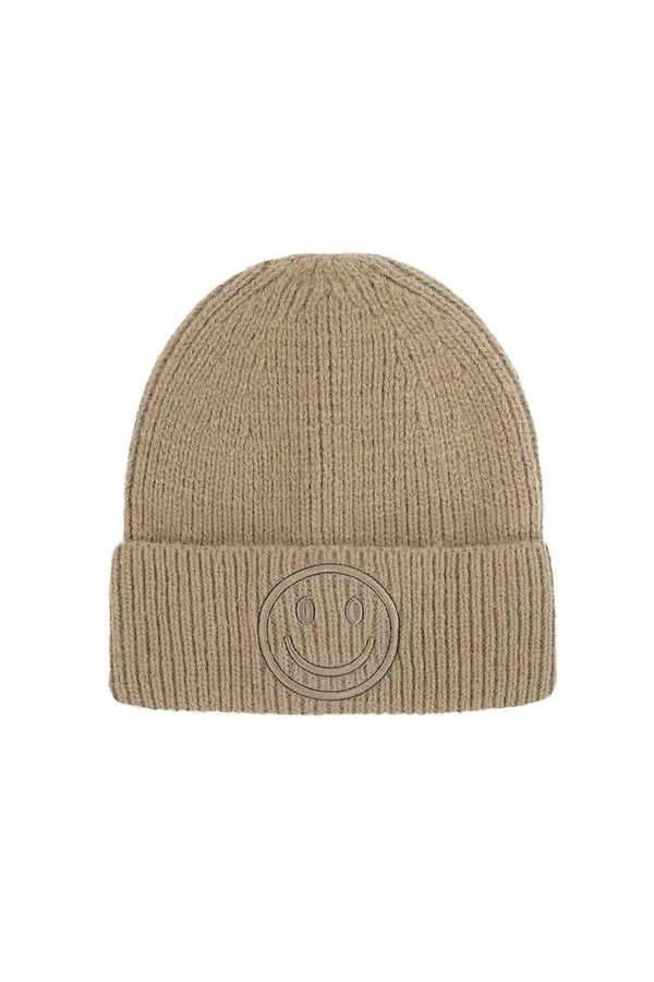 Beanie smiley bruin