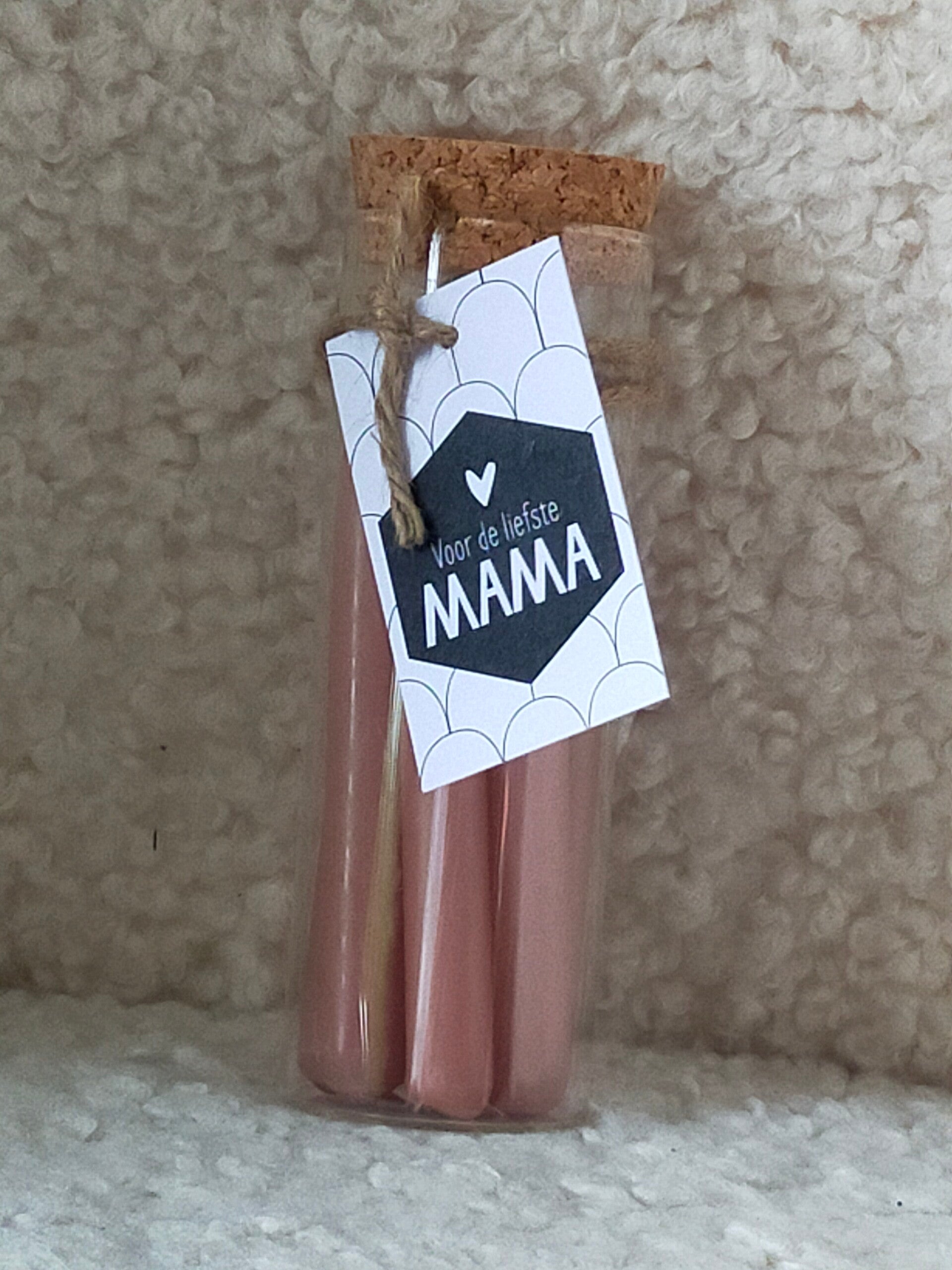 Mini kaarsjes in glazen buis - voor de liefste mama