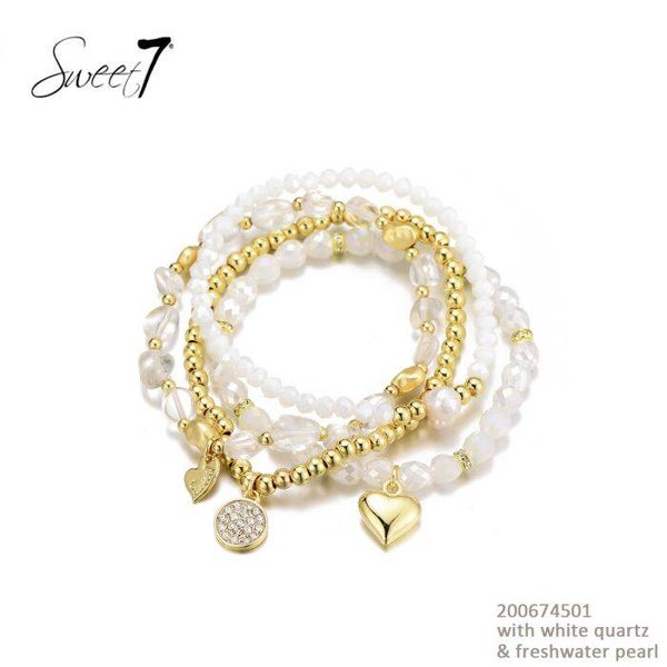 Armbanden set Sophie - wit/goud