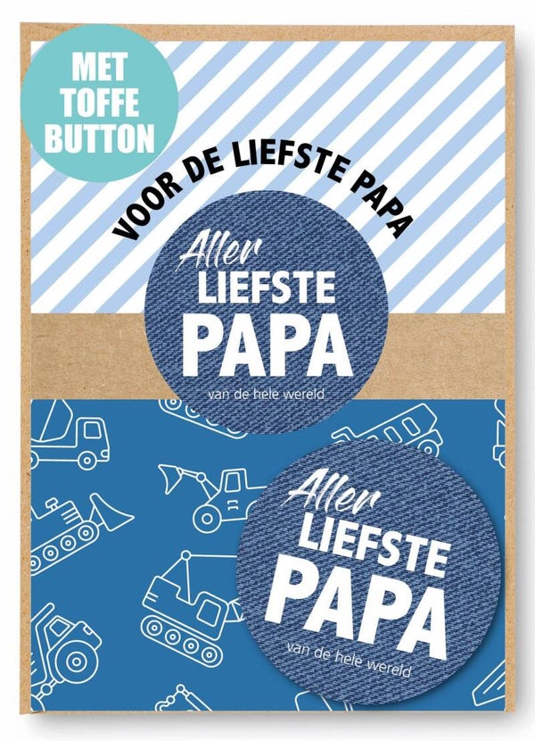 Postkaart incl. button - voor de allerliefste papa