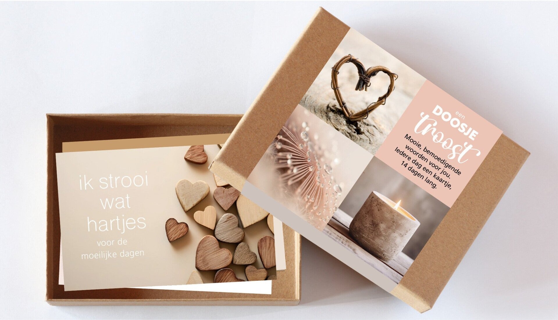 Doosje met 14 goed gevoel kaartjes - troost hart