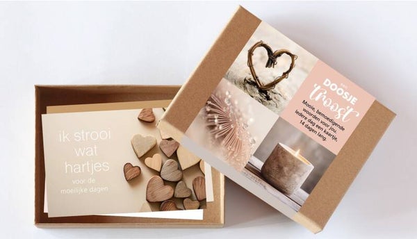 Doosje met 14 goed gevoel kaartjes - troost hart