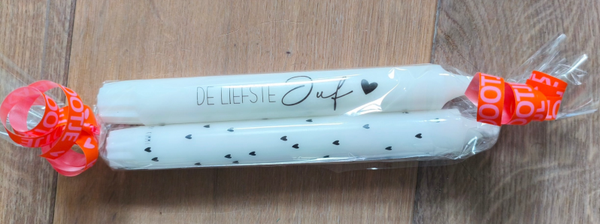 Kaarsenset van 2, de liefste juf en hartjes