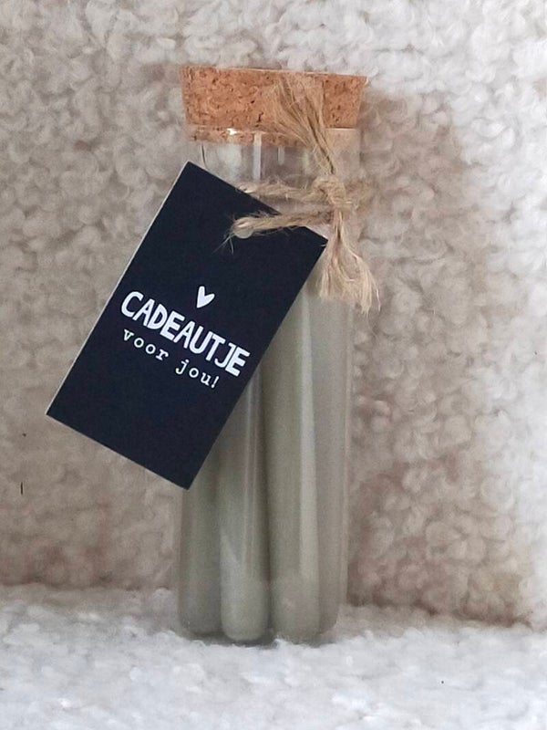 Mini kaarsjes in glazen buis - een cadeautje voor jou