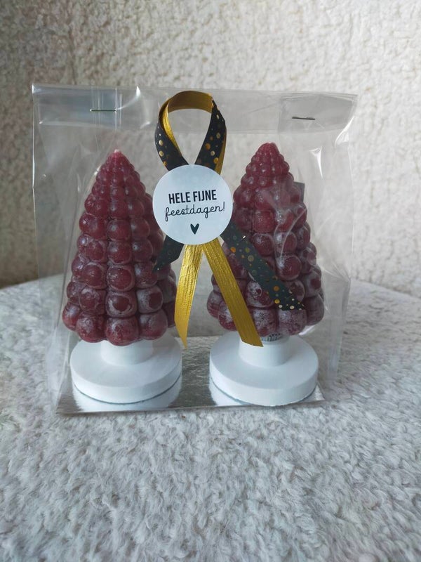 Kerstboom kaarsen met standaard - rood