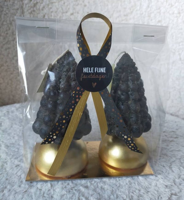 Kerstboom kaarsen met standaard - zwart