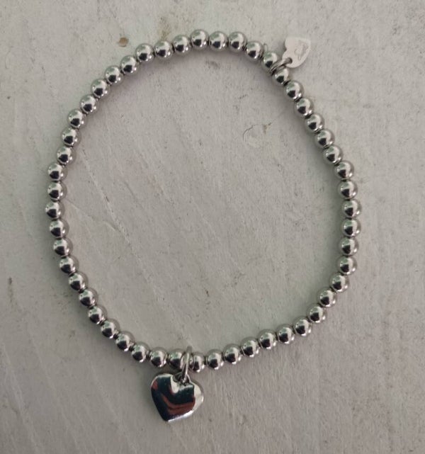 Rvs kralen armbandje, met hartjes bedel