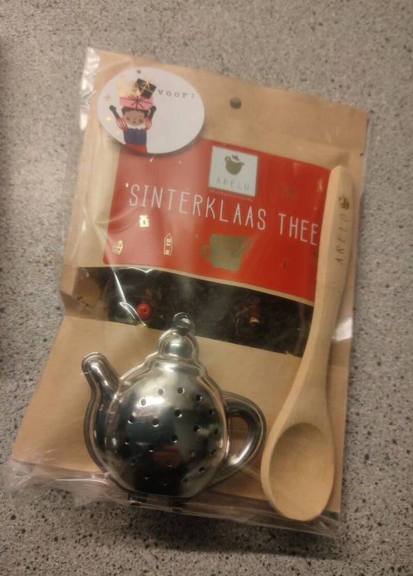 Kadopakketje - Sinterklaas thee met zeefje en lepeltjes
