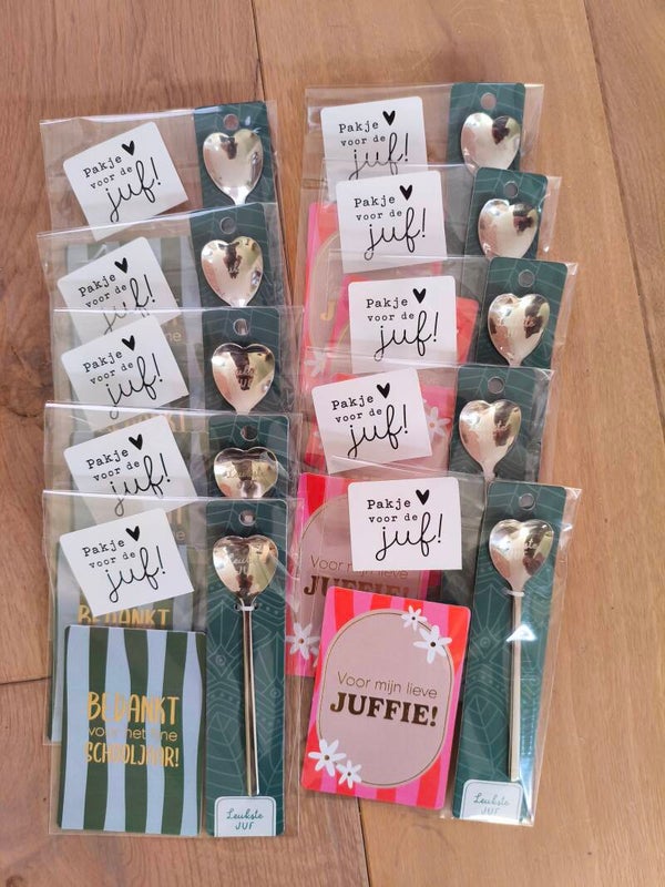 Thee/koffie lepel leukste juf met kaartje