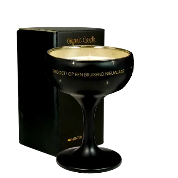 soja kaars in een champagne coupe - proost! op het nieuwe jaar