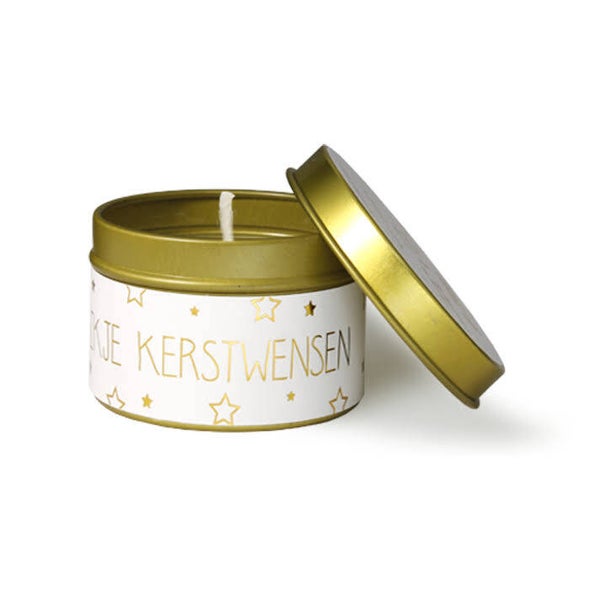 Soja kaars in een blikje. - kerstwensen