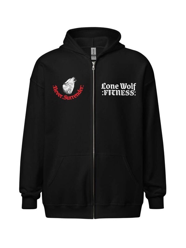 URUZ Lone Wolf Fitness Never Surrender Hooded Sweater