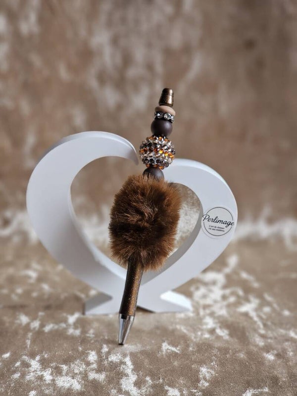 Stylo fourrure marron