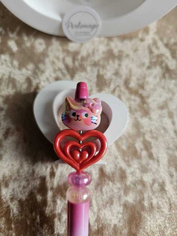 Stylo Kawaii tête de chat rose