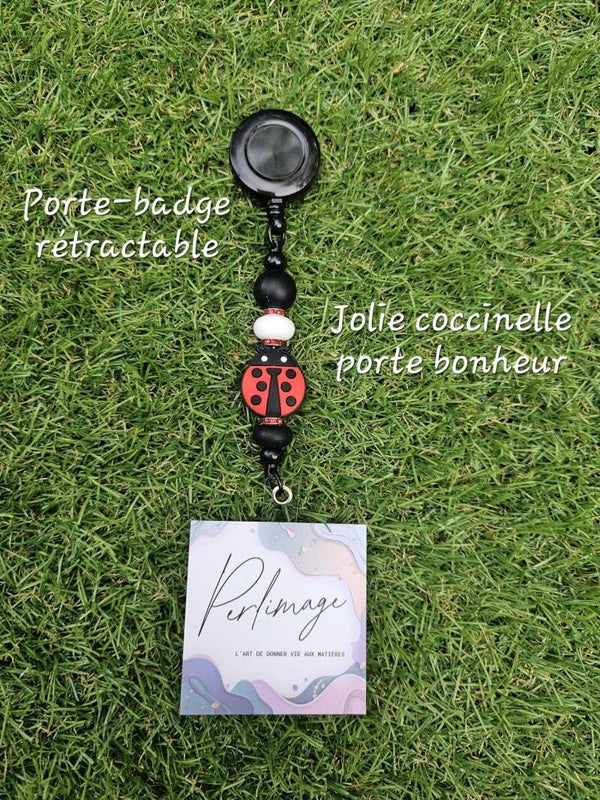 Porte-badge rétractable coccinelle