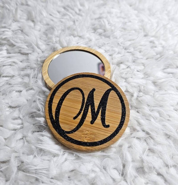Miroir rond personnalisé avec initiale