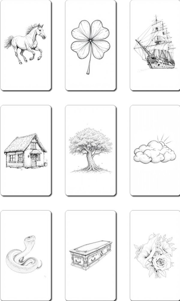 Schwarz/Weiß Lenormand – Zum Ausmalen & Gestalten ❗❕❗