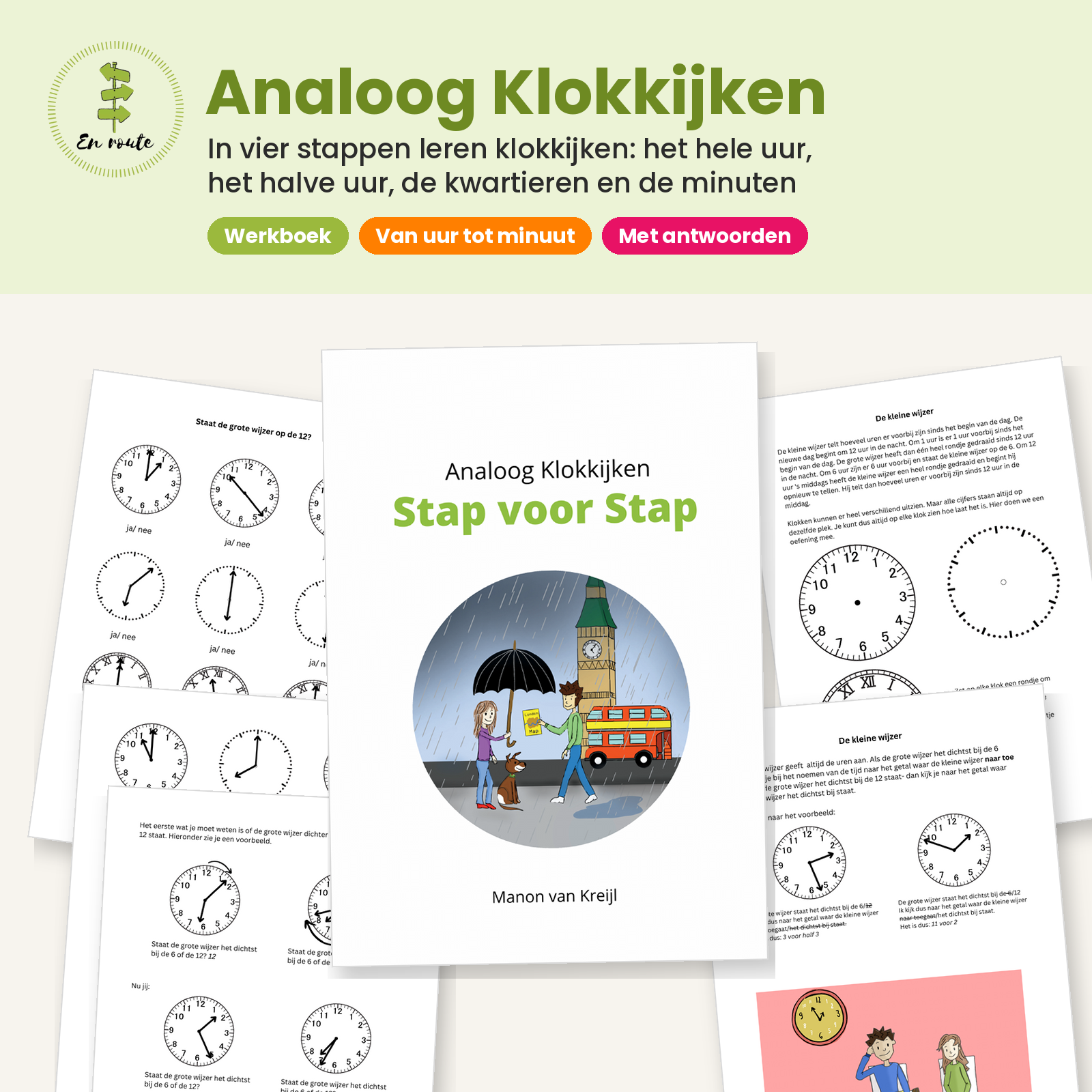 Werkboek Analoog Klokkijken Stap voor Stap ( groep 5-8)