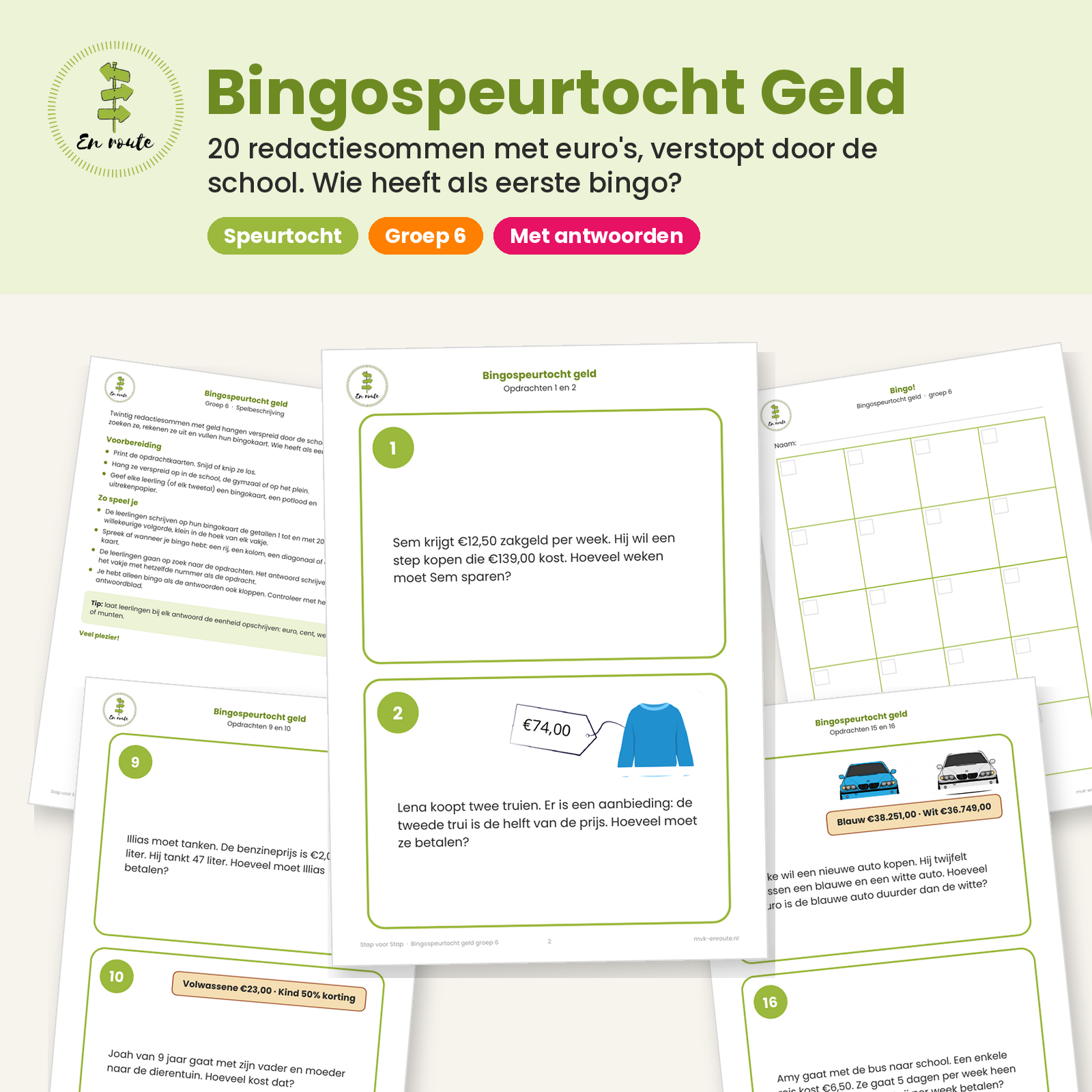 Bingo-Speurtocht - groep 6 Redactiesommen over geld