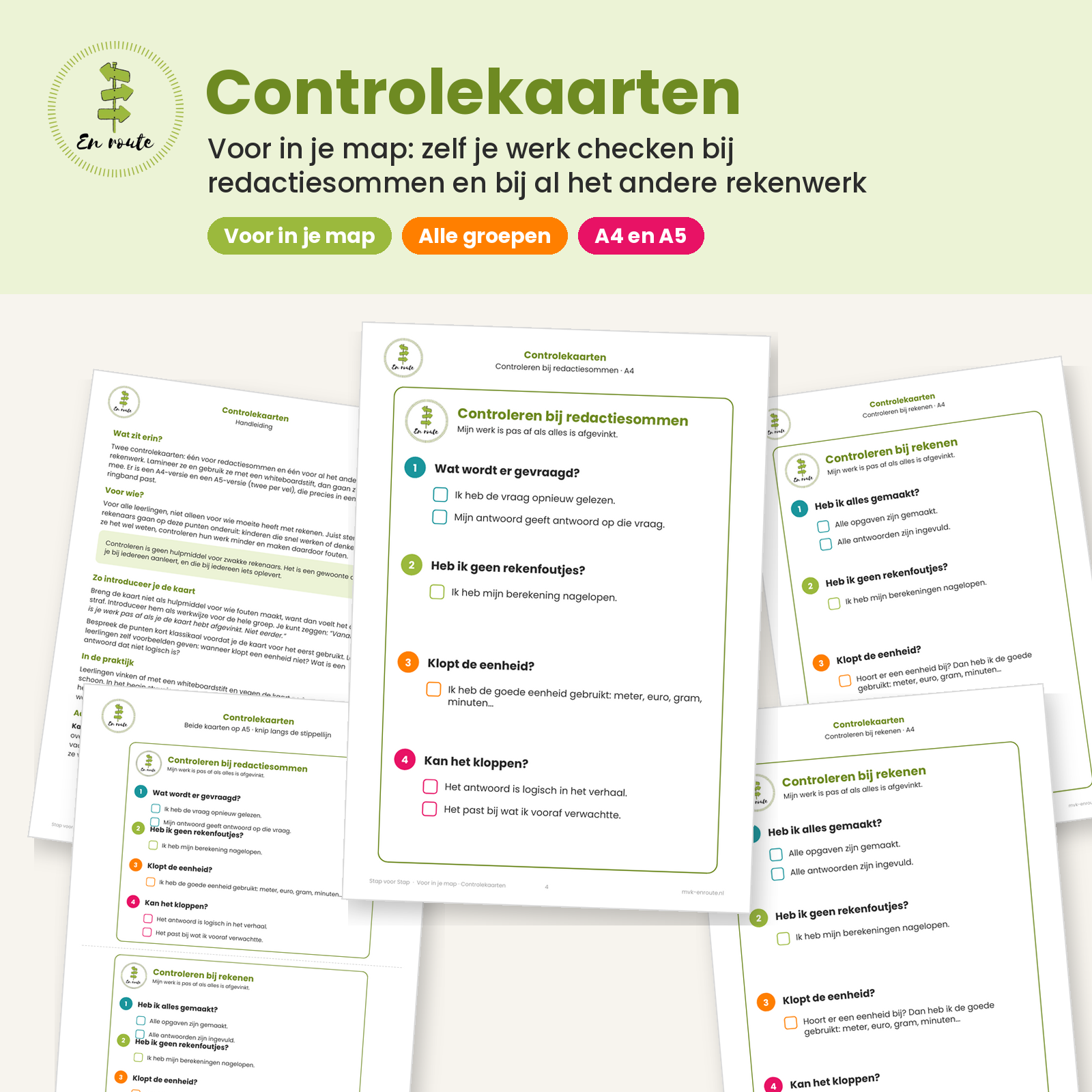 Controleerkaarten rekenen - groep 5 t/m 8