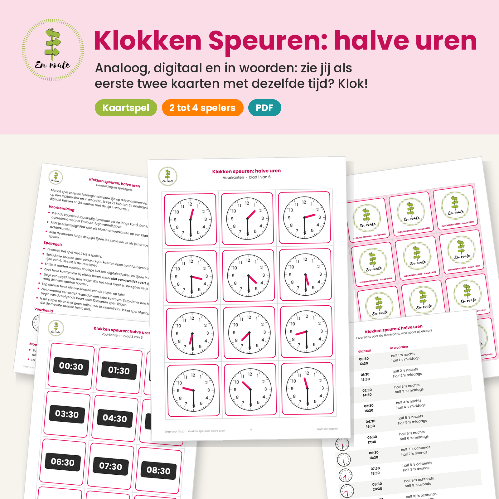 Rekenspel: Klokken Speuren - halve uren