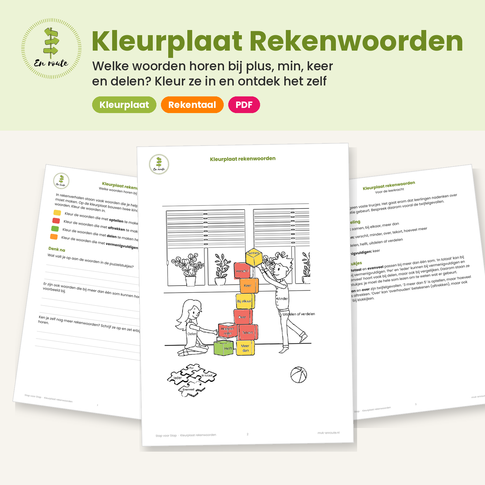 Kleurplaat Rekenwoorden