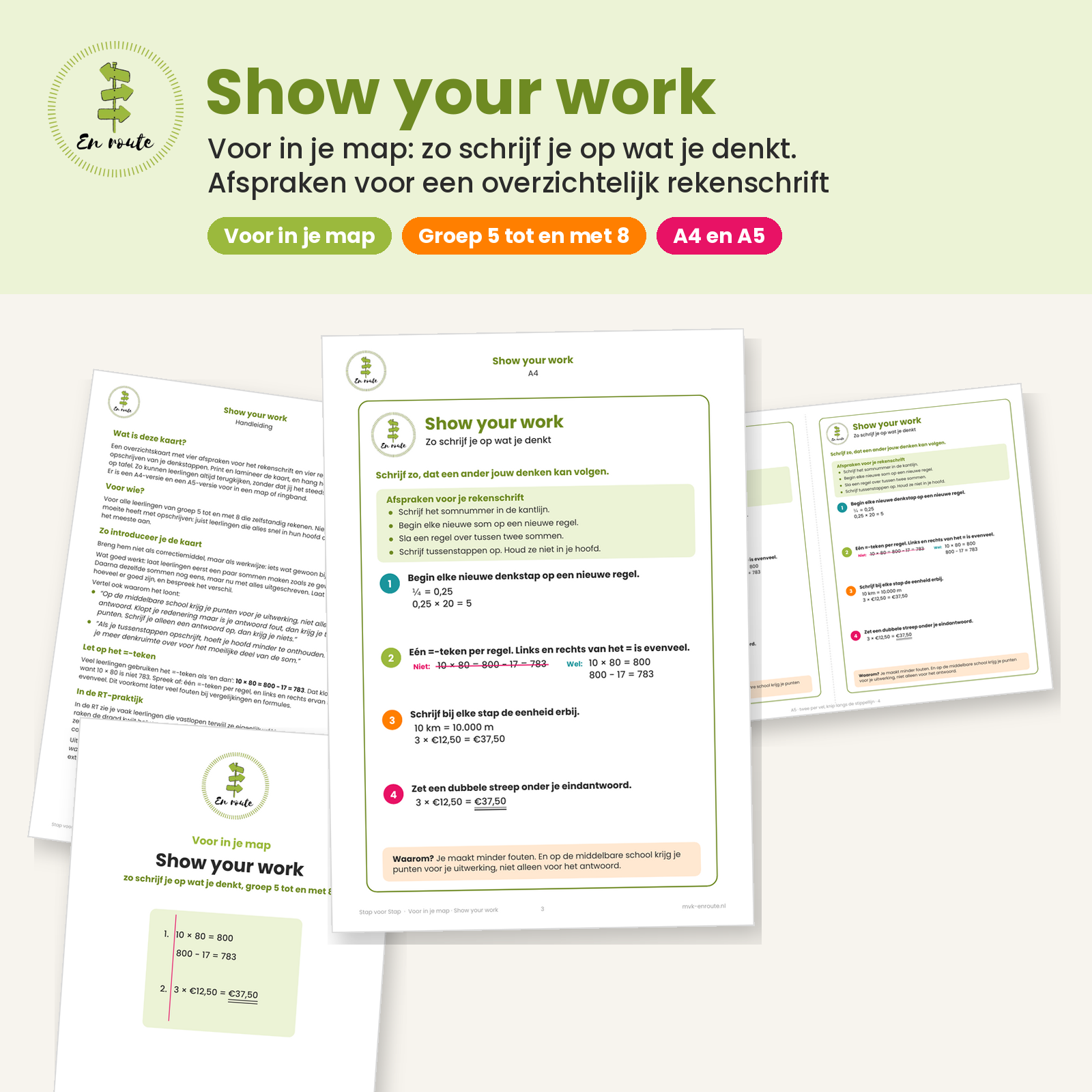 Show your work – rekenwerk opschrijven | Voor in je map | En Route