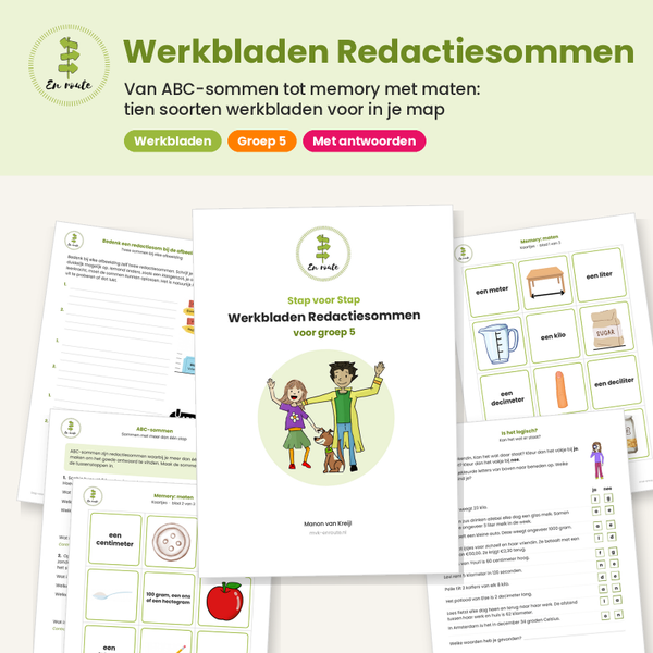 Werkbladen redactiesommen groep 5,  oefenen per deelvaardigheid