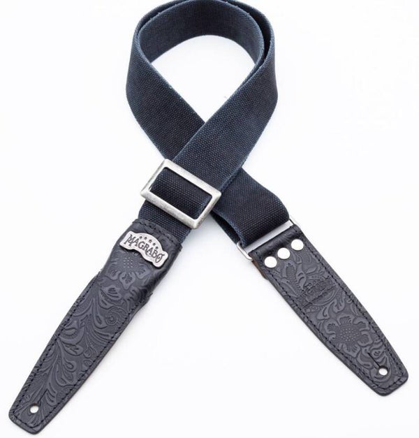Magrabo’ Stripe SS SPECIAL Cotton Washed Nero 5 cm Terminali Flores Nero, fibbia Argento