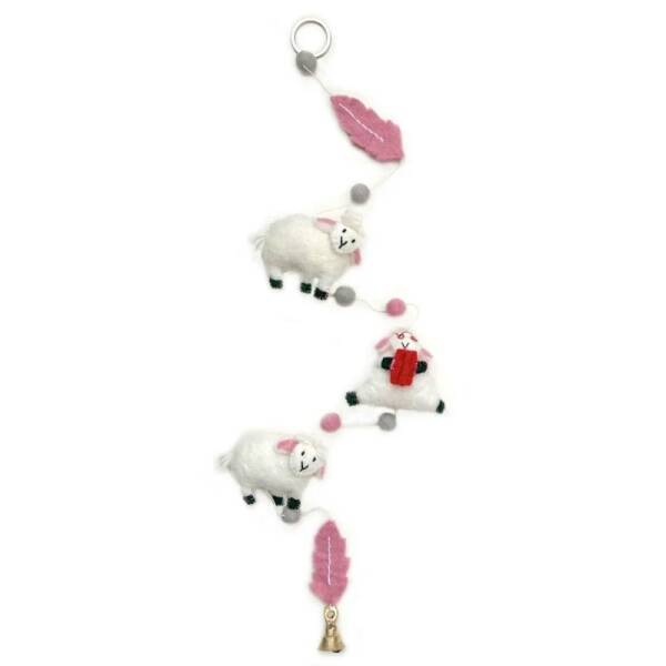 Vilten babykamer slinger schaapjes - Babykamer decoratie