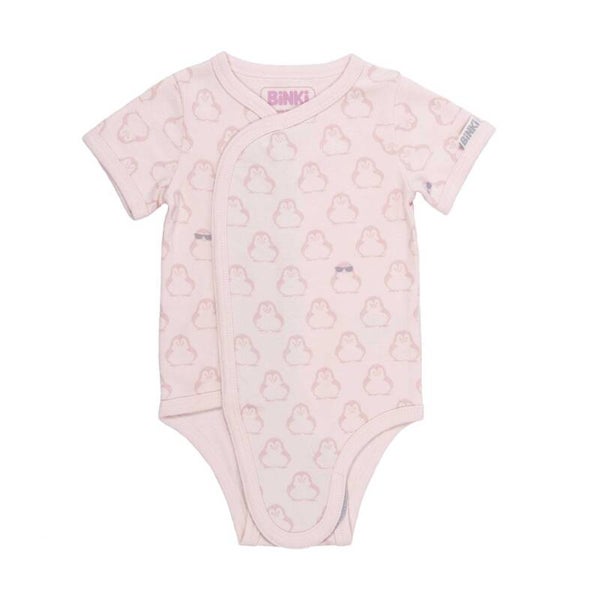 Overslagromper zonder knopen van biologisch katoen - Blauw , roze of grijs met wit