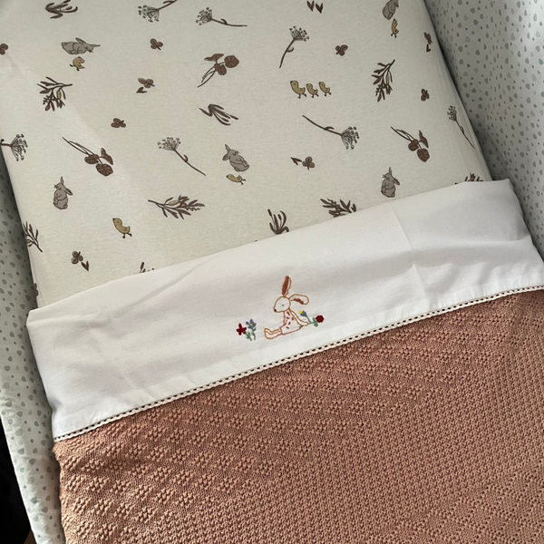 Babydeken van biologisch katoen - Blauw, roze en groen