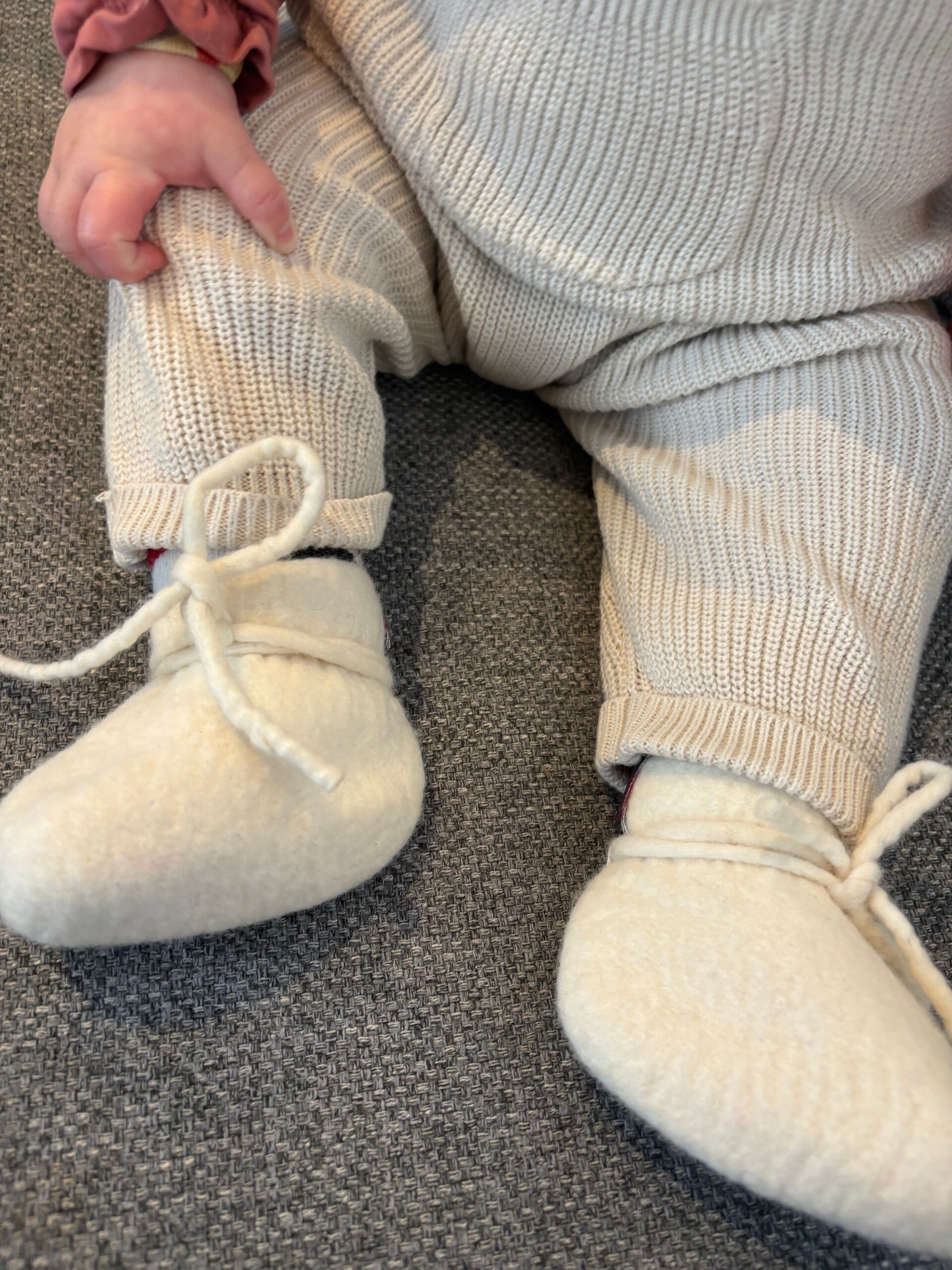 Merino wollen babyslofjes - Wit en grijs