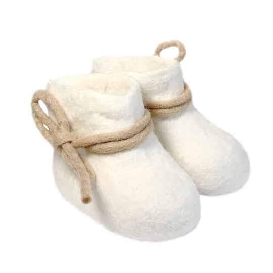 Merino wollen babyslofjes - Wit en grijs
