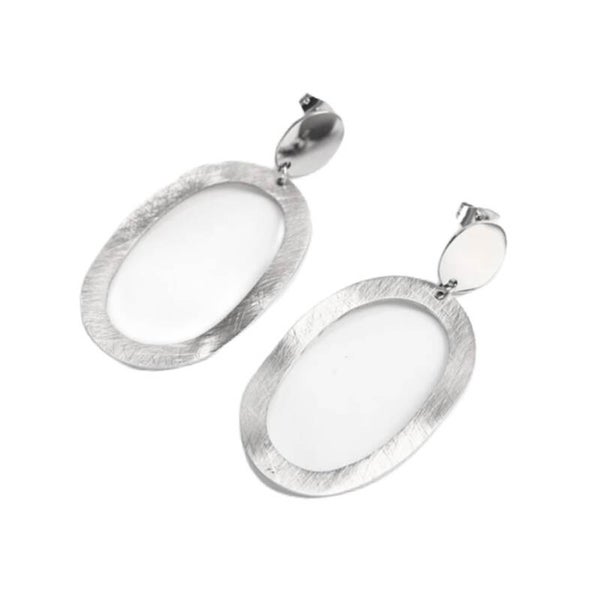 Oorbellen ovaal zilver