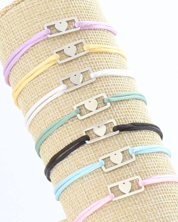 Satijnkoord armband bedel hartje zilver