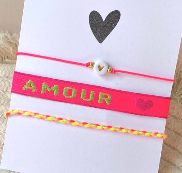 Set amour roze / hartje wit goud