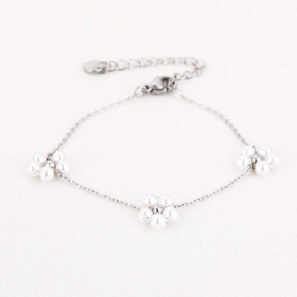 Armband bloemetjes parel zilver