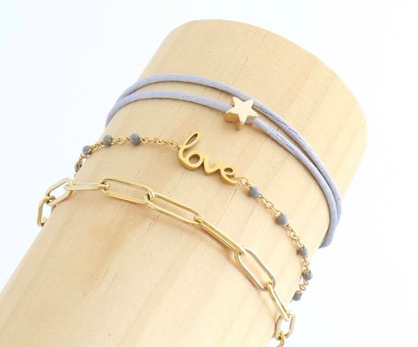 Satijnkoord armband ster goud