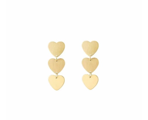Oorbellen 3 hartjes goud of zilver
