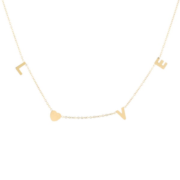 Ketting LOVE met hartje goud
