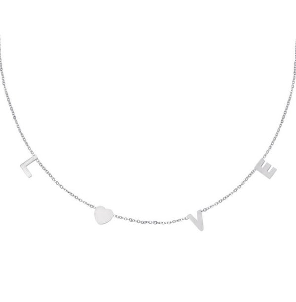 Ketting LOVE met hartje zilver