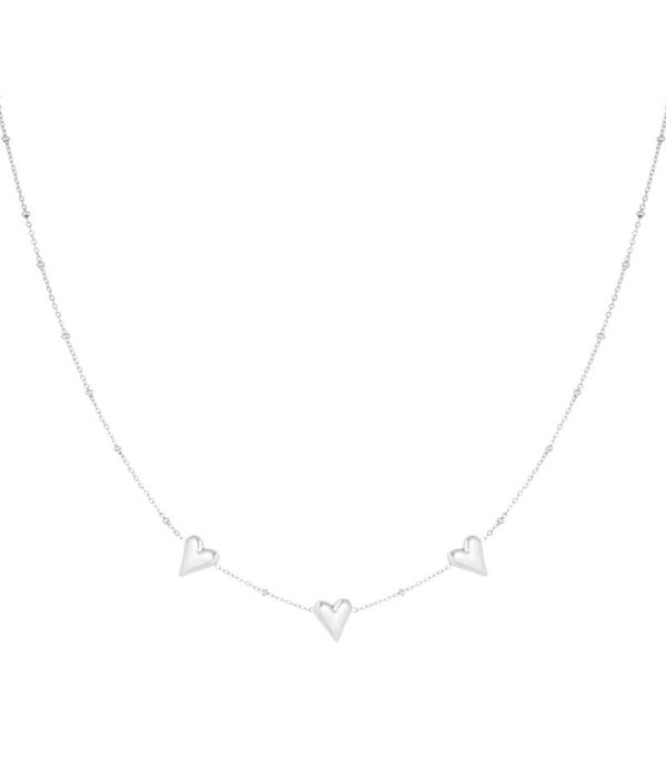 Ketting met 3 hartjes zilver