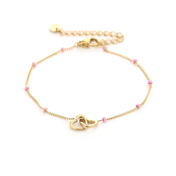 Armband connected hearts pink