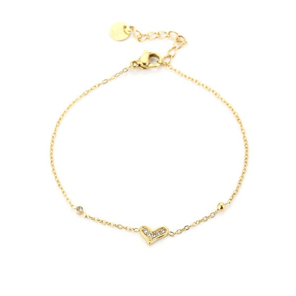 Armband hart strass goud