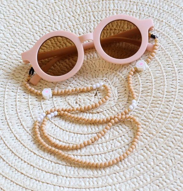 Zonnebrilkoordje bloem beige