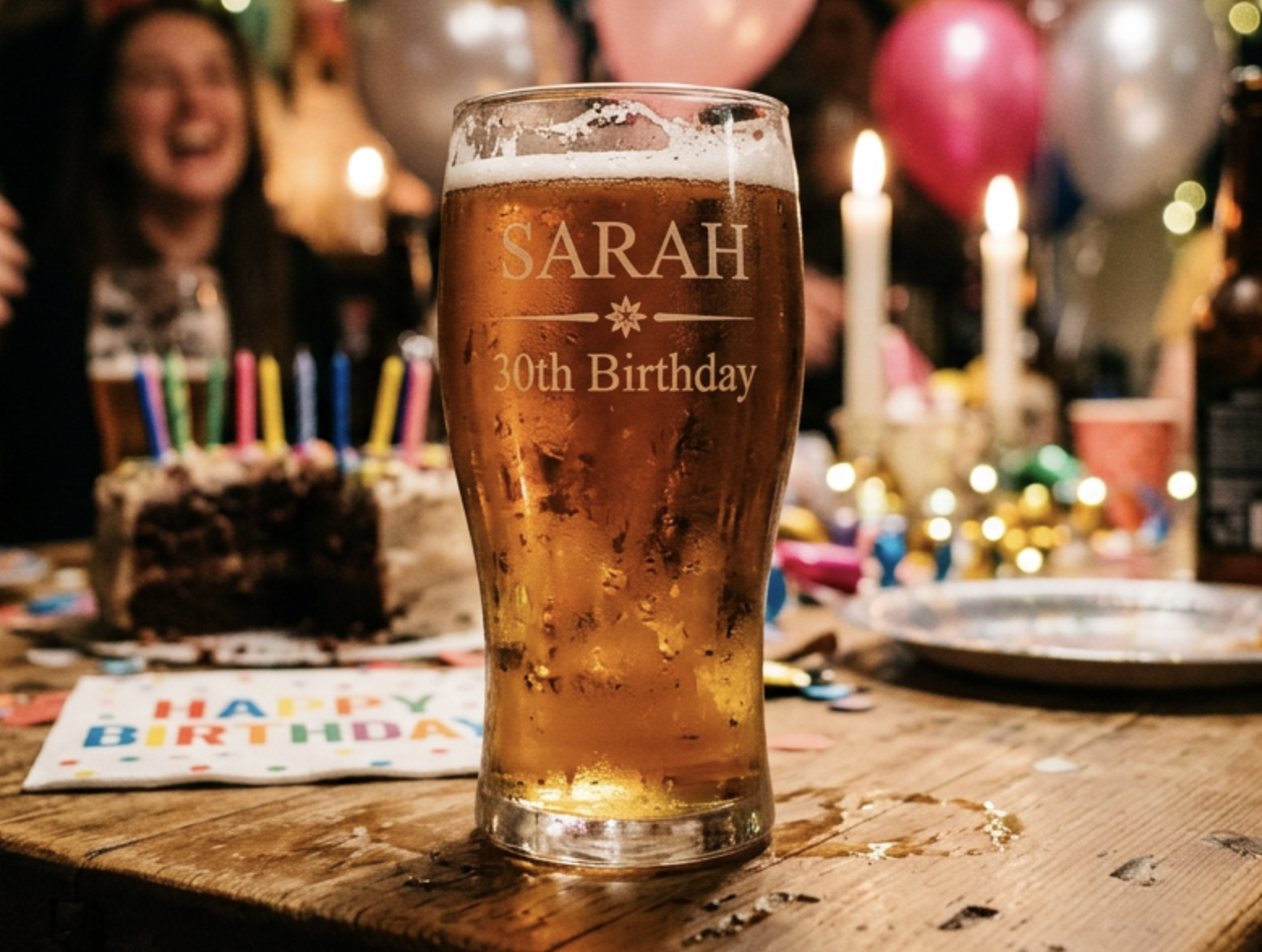 Graviertes Bierglas zum Geburtstag geschenk