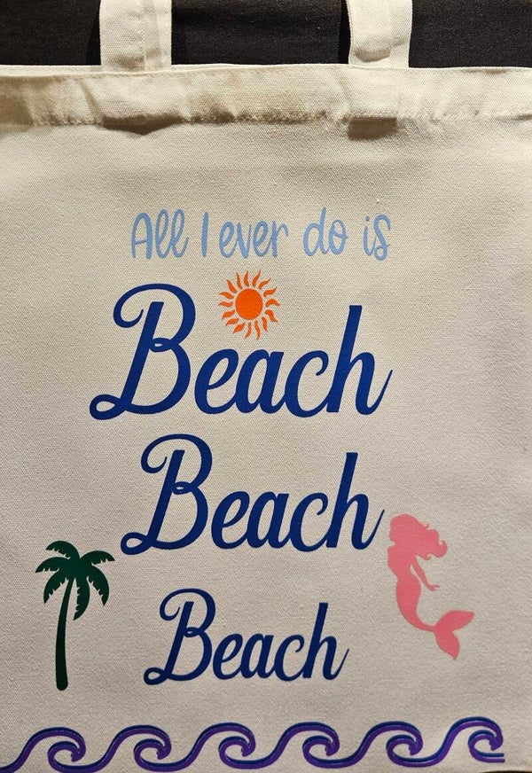 "BEACH BEACH BEACH"TOTE BAG