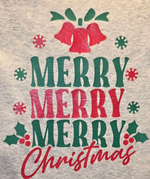 "MERRY MERRY MERRY CHRISTMAS" ONESIE