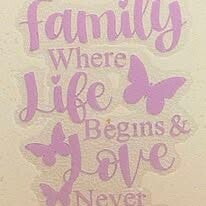 "FAMILY WHERE LIFE BEGAINS & LOVE NEVER ENDS" VINYL DECAL